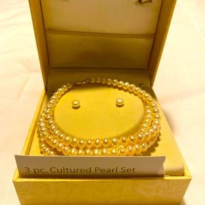 3-piece cultured pearl set